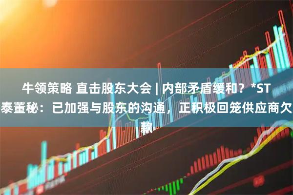 牛领策略 直击股东大会 | 内部矛盾缓和？*ST金泰董秘：已加强与股东的沟通，正积极回笼供应商欠款